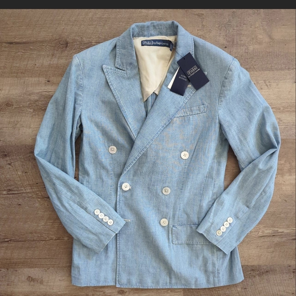 Ralph Lauren Light Blue Double-Breasted Blazer